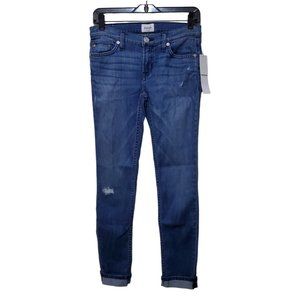 NWT Hudson Jeans Tally Cropped Skinny Womens Sz 25 Blue Medium Wash Rolled Ankle